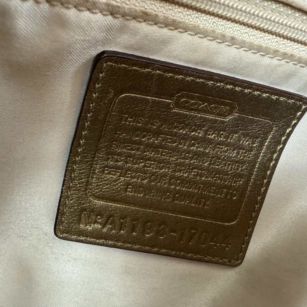 COACH AUDREY 17044 BROWN BEIGE OP ART SIGNATURE CANVAS SWIRL LEATHER TOTE BAG - Picture 4 of 8